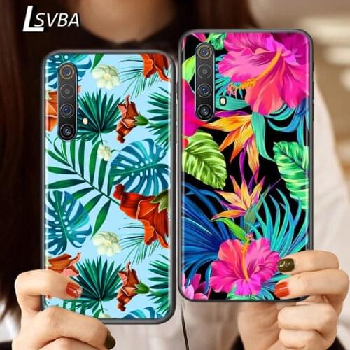 Silicone Cover Tropical Leaves Flowers For Realme V15 X50 X7 X3 Superzoom Q2 C11 C3 7 7i 6s 6 5 Global Pro 5G Phone Case