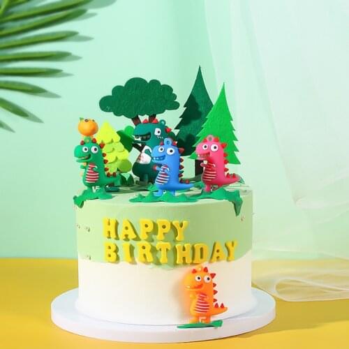 Happy Birthday Cake Topper Cartoon Cloud Dinosaur Cake Decorating Topper Cupcake Toppers Food Picks Kids Party Decoration