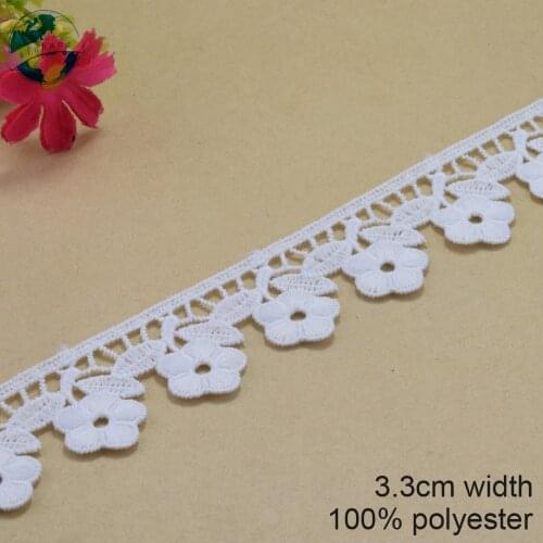 10yards 3.3cm white lace cotton embroidery lace french lace ribbon fabric guipure diy trims warp knitting sewing Accessories3707