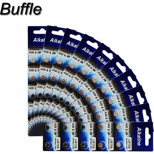 100pcs/10cards Buffle Battery 1.5V AG2 SR69 SG6 371 605 Watch Cell Button Batteries Alkaline For Toys