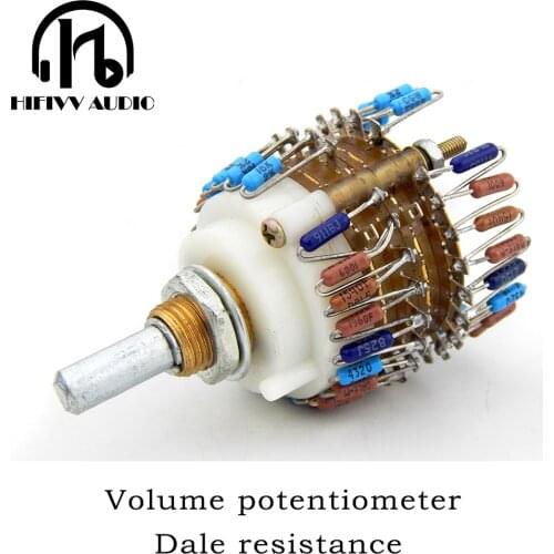 2 channels Volume potentiometer 10K/50K/100K/250K/500K Dale 23 Step Attenuator for amplifier Better than alps
