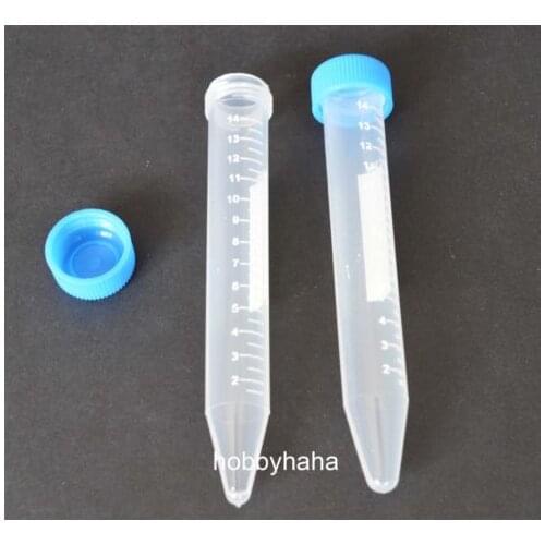 50pcs 15ml Conical Bottom Micro Centrifuge Tubes Screw Blue Caps on Rack