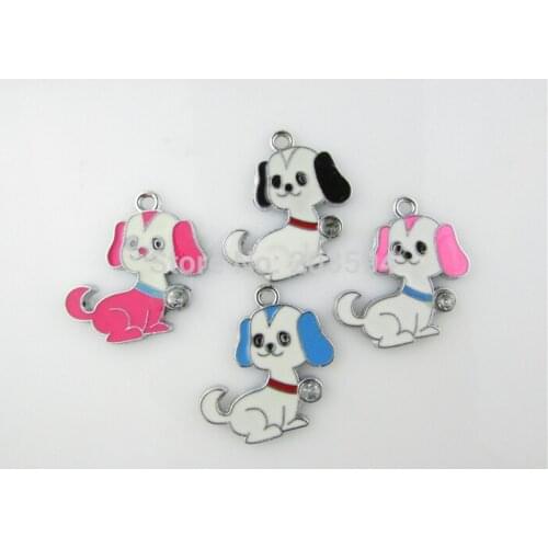AE69 20pcs Mixed Enamel Alloy Dog Charms Pendants DIY Jewelry Findings Floating Charm 29x24mm