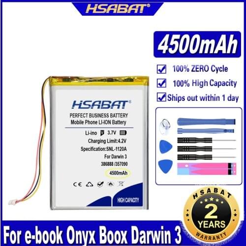 HSABAT 386888 4500mAh Battery for book Onyx Buks James Cook Boox E-Book Onyx Darwin 4 Batteries