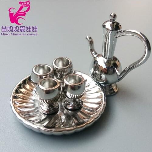 Doll House Accessories Mini Metal Mike Tea Cup Plate Fun Toys Game Wine Bottle for Barbie Doll Blythe BJD Doll Accessory