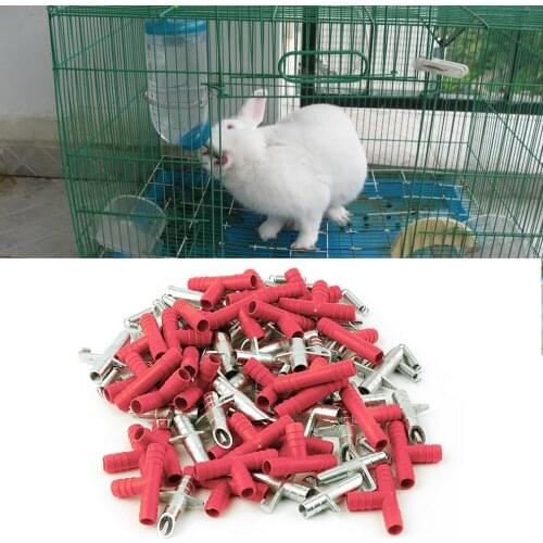 30pcs Automatic Rabbit Nipple Water Drinker Stainless Steel Plastic Waterer Poultry Feeder Bunny Rodent Mouse Drinking Fountains
