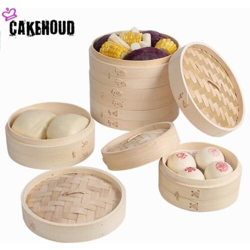 CAKEHOUD Kitchen Bamboo Steamer Fish Rice Vegetable Snack Basket Set Cooking Tools Handmade Bamboo Steamer To Send Steamer Cloth