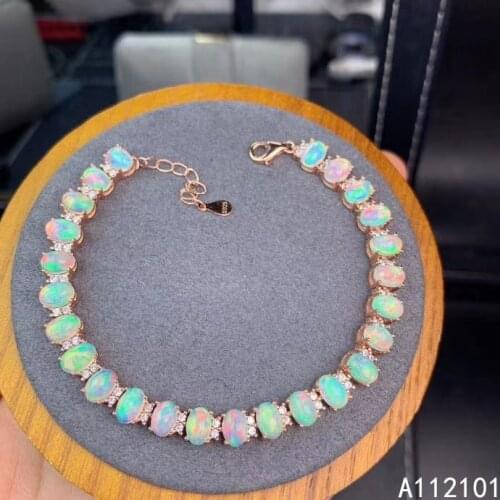 KJJEAXCMY fine jewelry S925 sterling silver inlaid natural opal new Girl luxury hand Bracelet Support test Chinese style
