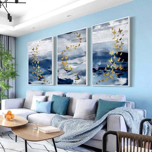 Colour Ink Splash Gold Butterfly Canvas Paintings Posters print Wall Art Picture For Living Room Studio Aisle Home Cuadros Décor