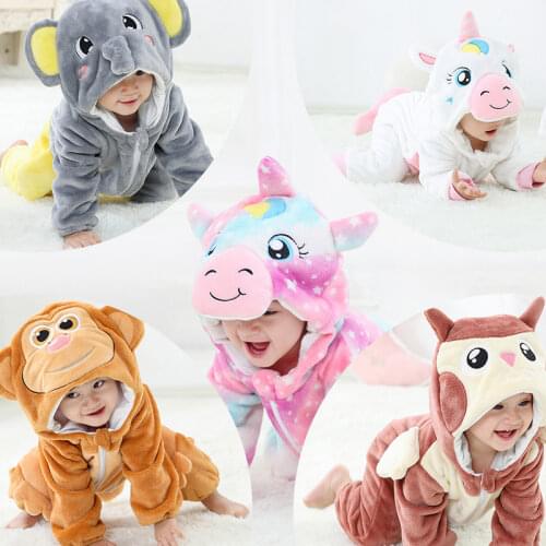 Baby Rompers Baby Girl Clothes Unicorn Kigurumi Kids Onesie Anime Cosplay Costume New Born Boy Pajama Flannel Warm Soft Jumpsuit