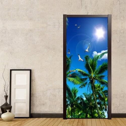 Home Decoration Door Sticker 3D Nature Landscape Wallpaper Living Room Dining Room Wall Decals PVC Self-Adhesive Door Paste 3 D