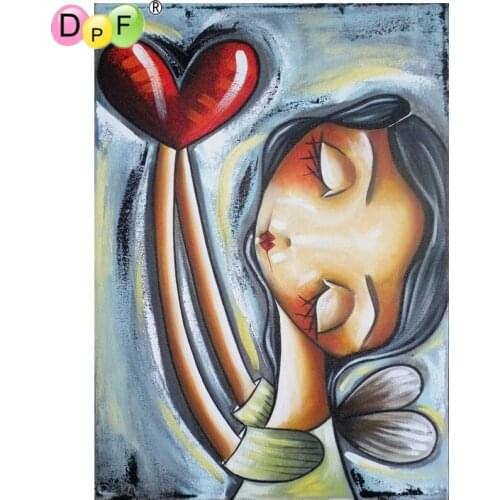 DPF full square 5D DIY diamond painting cross stitch womans heart diamond embroidery rhinestone diamond mosaic painting gift