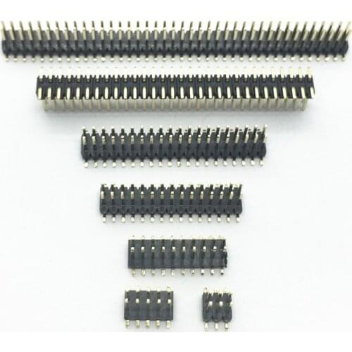 10pcs SMT 1.27mm 1.27 Double Row Male Breakaway PCB Board Pin Header Connector Pinheader 2*3/4/5/6/7/8/10/12/15/20/40p 3-50P