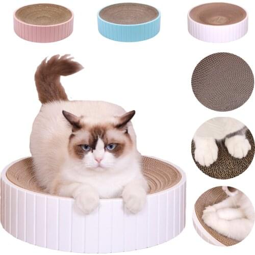 Two-SIded Cat Scratcher Round Catnip Scratch Board Nail Scraper Cat Corrugated Kitten Pad Cats house Kitten Pet Cats Supplies