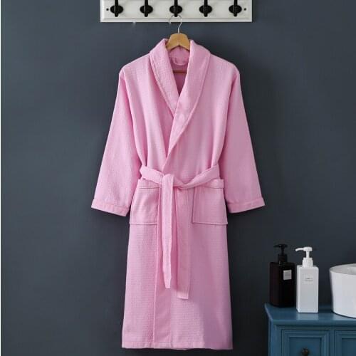 Women Summer Bathrobe Long Bath Robe Pajamas Kimono Solid Waffle Bathrobe With Sashes Dressing Gown Sleepwear Female Homewear