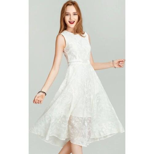 HAVVA 2020 Summer New Embroid Romantic Embroidered Lace X Sleeveless Dress Q41200