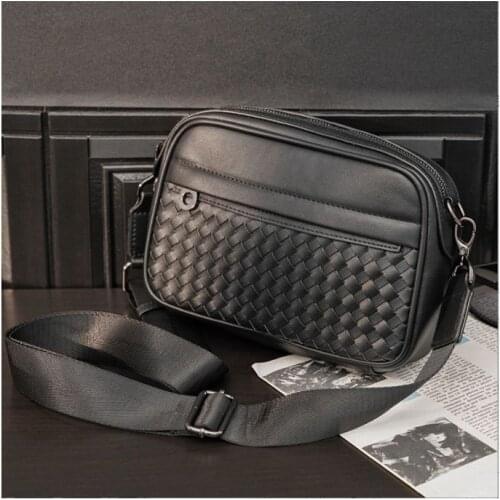 Fashion Males Crossbody Bag Casual Business Leather Mens Messenger Bag Vintage Small Bag Zipper Shoulder Handbags Clutch