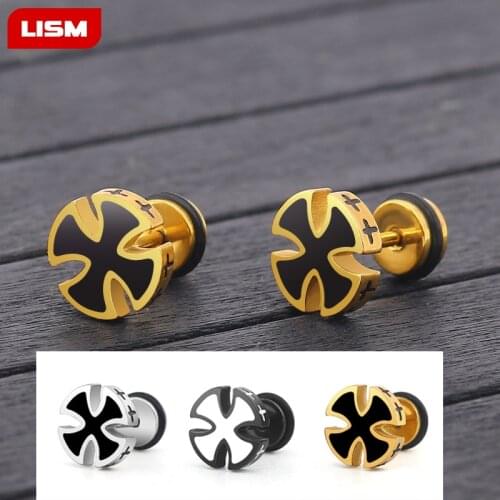 Fashion Cross Earring for Men Cool Silver Color Stainless Steel Anti-aller Men Earring Jewelry Punk Rock Earrings Men Brincos