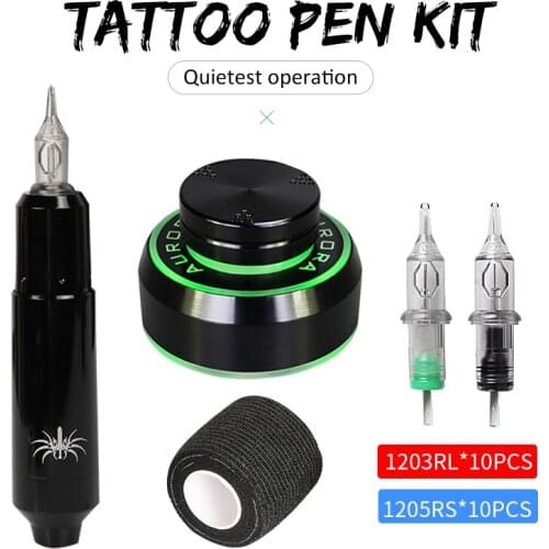 Galaxy Tattoo Machine Kit Professional Rotary Tattoo Pen with Mini LCD Power supply needle 20pcs and accessories