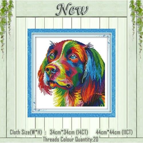 Rainbow dog animal diy painting counted printed on the canvas DMC 11CT 14CT kits chinese Cross Stitch embroidery needlework Sets
