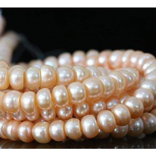 Natural orange freshwater 9-10mm pearl trendy abacus button beads fit bracelet weddings jewelry making loose beads 15inch B1385