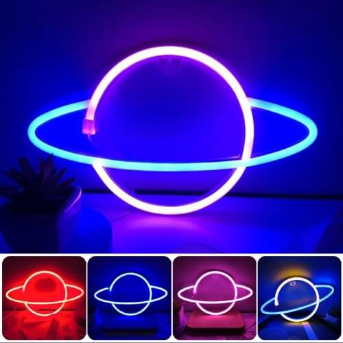 Neon LED Planetary Night Light USB/Battery Powered Birthday Gift Wedding Party Wall Hanging Neon Home Decoration