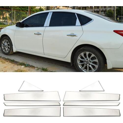 Stainless Car Window Pillar Post Cover Trim Accent Chrome Styling Sticker Accessories For 2013 2014 2015 2016-17 Nissan Sentra