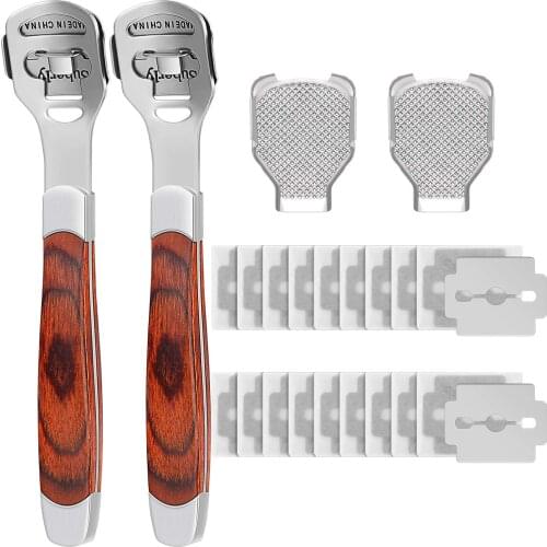 New Foot Care Tool Stainless Steel 2pc Dead Skin Callus Remover Planer Cutter Shaver Foot + 2pcs Blades