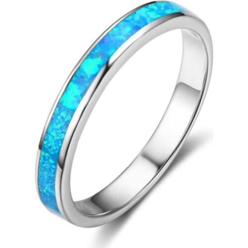 Gu Li Ocean Blue Fire Opal Couples Rings Plated Lovers Ring Minimalist Simple Fashion Jewelry S Women Men