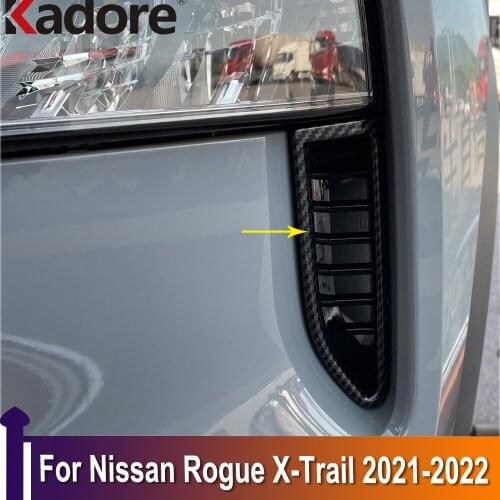 For Nissan Rogue X-trail 2021 2022 ABS Carbon Fiber Auto Front Head Light Lamp Cover Trim Headlight Eyebrow Strips Car Styling