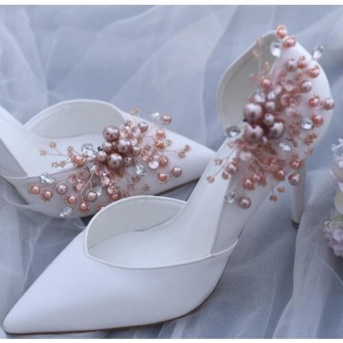 Pearl Shoes Clips High Heel Women Bride Flower Decoration Wedding Party Fashion Shoe Clips Charm Buckle Shoe Accessories WJ071