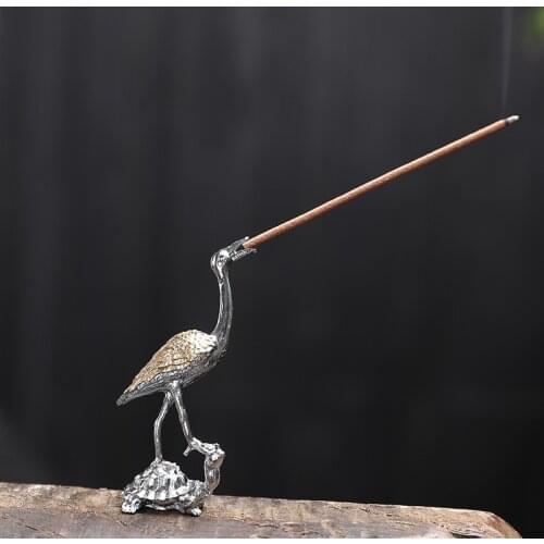 Zen tortoise and crane incense holder household aromatherapy stove Mini Tea Ceremony ornament sandalwood stove aloes stove