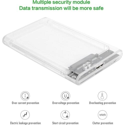 Transparent Plastic 2.5 inch HDD SSD Case Enclosure SATA III to USB 3.0 Hard Drive Disk Box Enclosure for Laptop Notebook PC