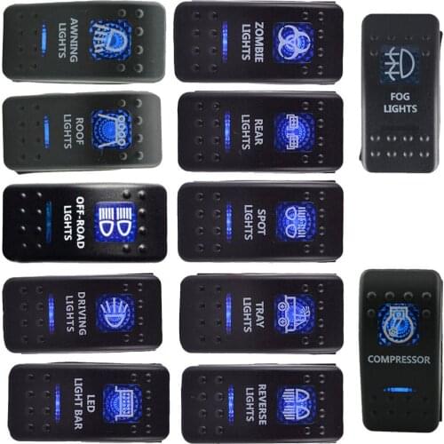 Waterproof 12V 20A Bar ARB 5P Push Rocker Toggle Switch Blue LED Light Car Sales