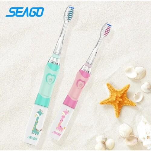 Seago Sonic Clean Toothbrush Children Cartoon Electric Tooth brush Waterproof IPX7 With Soft Replaced Brush Head For Kids Sg-EK6