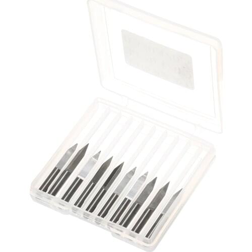 10Pcs Flat Bottom Engraving Bits 30mm CNC Router Tools V-shape Carbide PCB Carving Cutters 30 Degree 3.175mm Shank