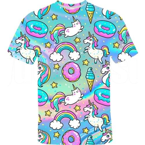 3D Rainbow Pink Unicorn Oversized T Shirt Mens Clothing Top Tee Unicorn T Shirt Kids Childrens Tshirt Anime Streetwear Harajuku