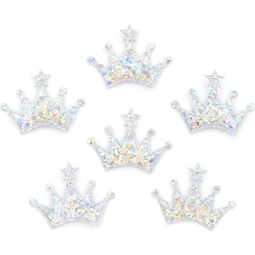 100Pcs 18*25mm Colorful Silver Crown Cloth Applique for Craft/Wedding/Clothing Decor Patch Scrapbooking DIY Card Accessories F11