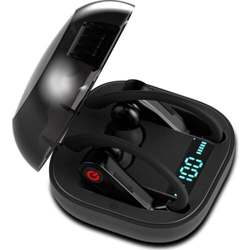 HBQ Q62 TWS 5.0 Bluetooth True Wireless Earphones Ear Hook Headphones Sports Earbuds with Power Dispaly charging case for Phone