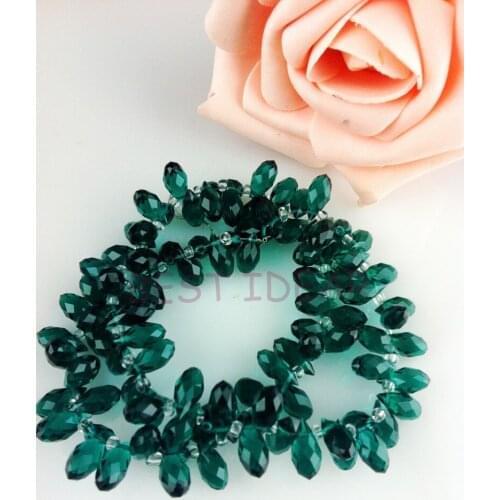 100pcs 6*12mm Deep Green Quartz Faceted Crystal Glass Teardrop Beads Crystal Loose Beads DIY free shipping