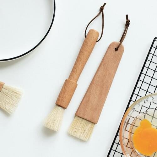 Household Kitchen Brush Barbecue Oil Brush Round Handle Bristle Brushes Flat Pastry Baking Brush Kitchen Cooking Brush