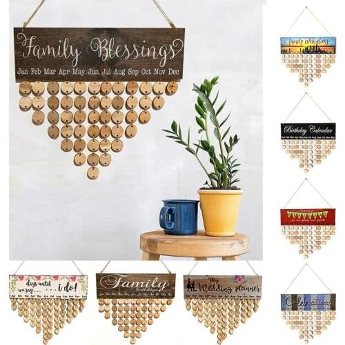 Chritsmas Birthday Special Days Family Friends Birthday Dates Sign DIY Calendar Reminder Wood Board Home Hanging Decor