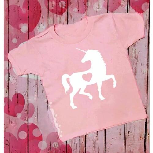 Valentines day Unicorn love tee Unicorn Heart Love Girls Fitted shirt Kids Toddler Short Sleeve T-shirt Kids Love heart shirt