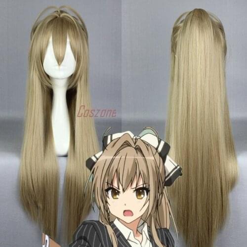 Amagi Brilliant Park Sento Isuzu Cosplay Long Straight Heat Resistant Synthetic Hair Wigs + Free Wig Cap