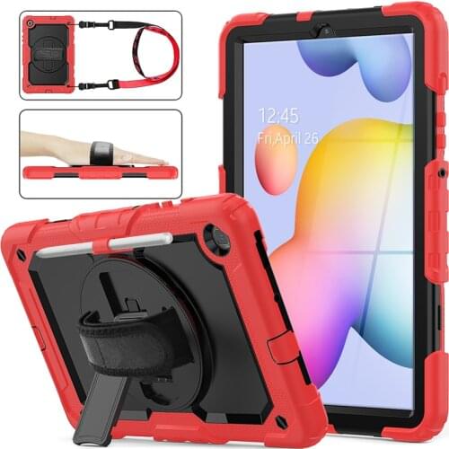 For Galaxy Tab S6 Lite 10.4 Inch 2020 Tablet Case 360 Rotate Kickstand&hand Strap for Galaxy Tab SM-P610 Tablet Protective Case