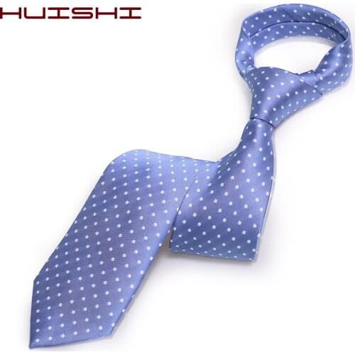 HUISHI Dot Necktie 8cm Mens Navy Blue New Design Fashion Polka Dot Neckties Jacquard Tie For Men Business Wedding Gift