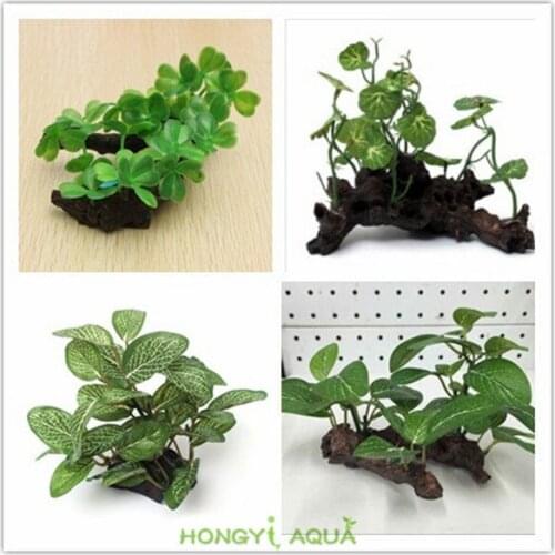 1 piece artificial plant fish tank aquarium ornaments green plants water plants clover oval leaves oval standing apple leaves
