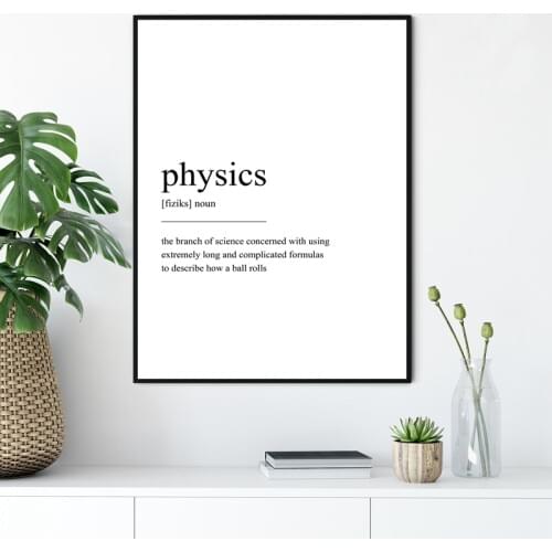 Physics Definition Print Science Gift Minimalist Wall Art Picture Canvas Painting Physics Gifts Poster Office Lab Wall Decor
