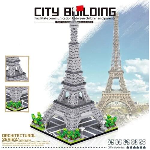 World Architecture France Paris Eiffel Tower Model Building Blocks Street View 3D Mini Diamond Bricks Educational Toys For Child