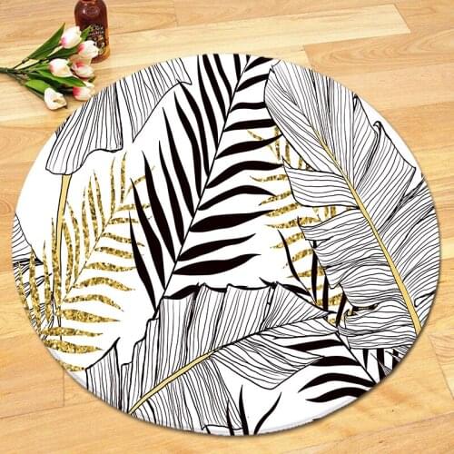 Creative 3D Printing Tropical Leaf Hallway Round Rugs for Bedroom Living Room Carpet Kitchen Bathroom Anti-Slip Floor Mats
